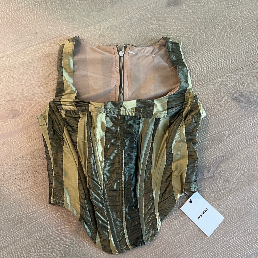 Miaou Green and Gold Striped Top